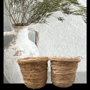 🎁Free🎁 Lot 2 BOHO Sisal Planter/ Makeup Holder Upcycled Environmental Friendly